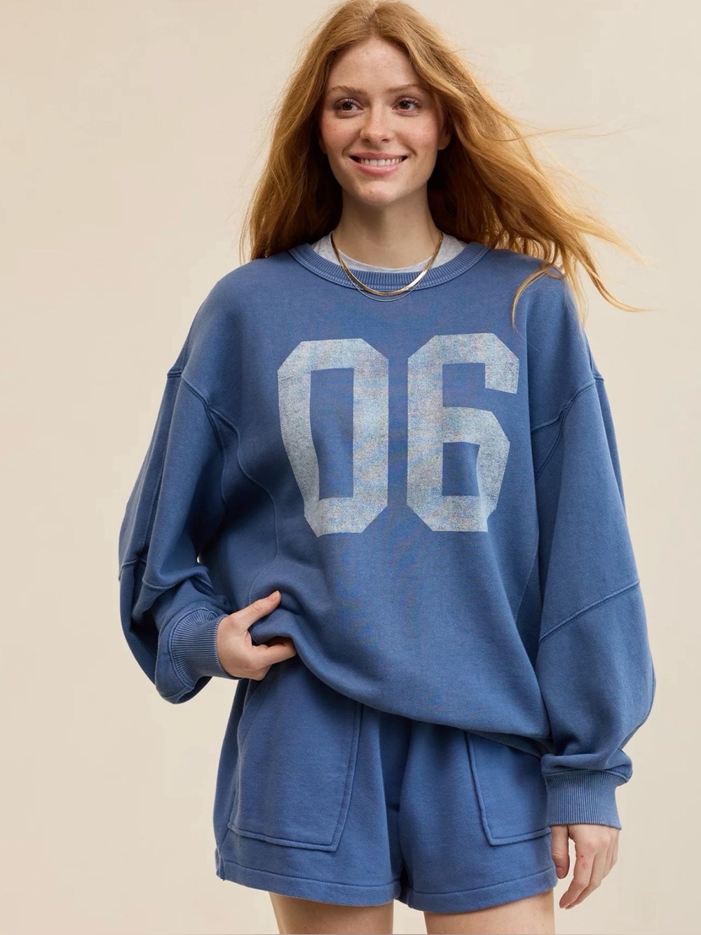 NWOT Aerie Go-To Sweatshirt Marbled Blue Size XXS
